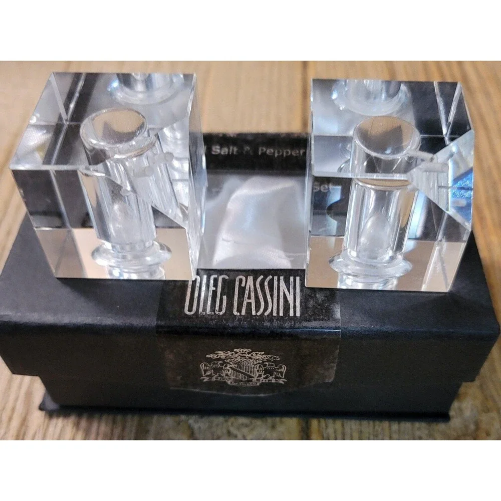 Oleg Cassini Crystal Salt and Pepper Shakers